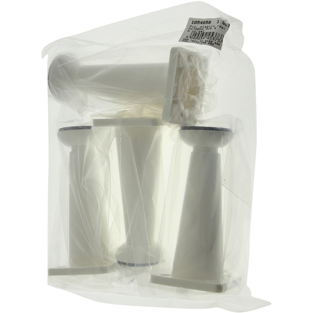 Set picior reglabil, plastic, 100 mm, alb, 4 bucati
