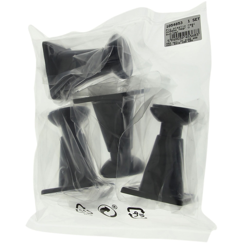 Set picior reglabil, plastic, 60 mm, negru, 4 bucati