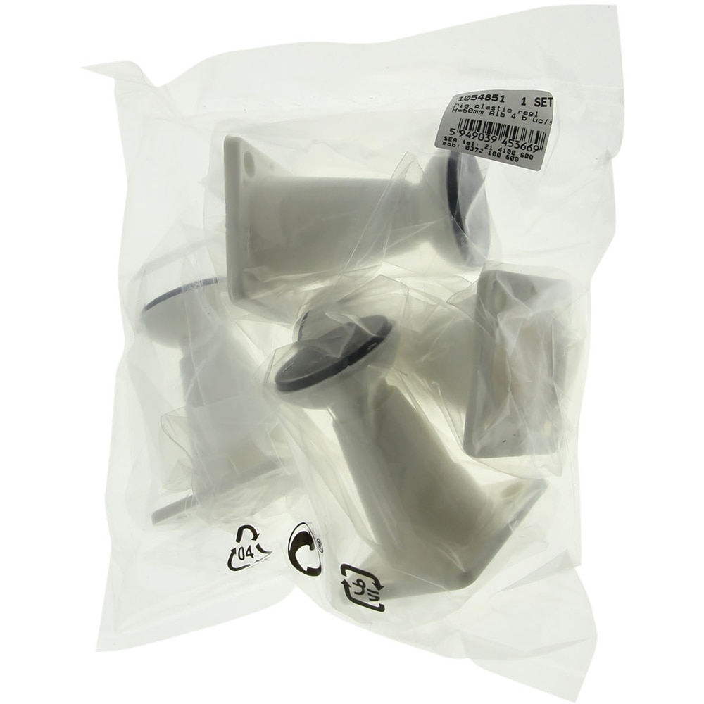 Set picior reglabil, plastic, 60 mm, alb, 4 bucati