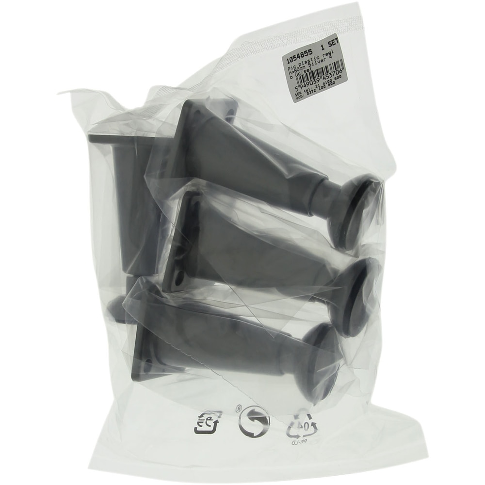 Set picior reglabil, plastic, 80 mm, argintiu, 4 bucati