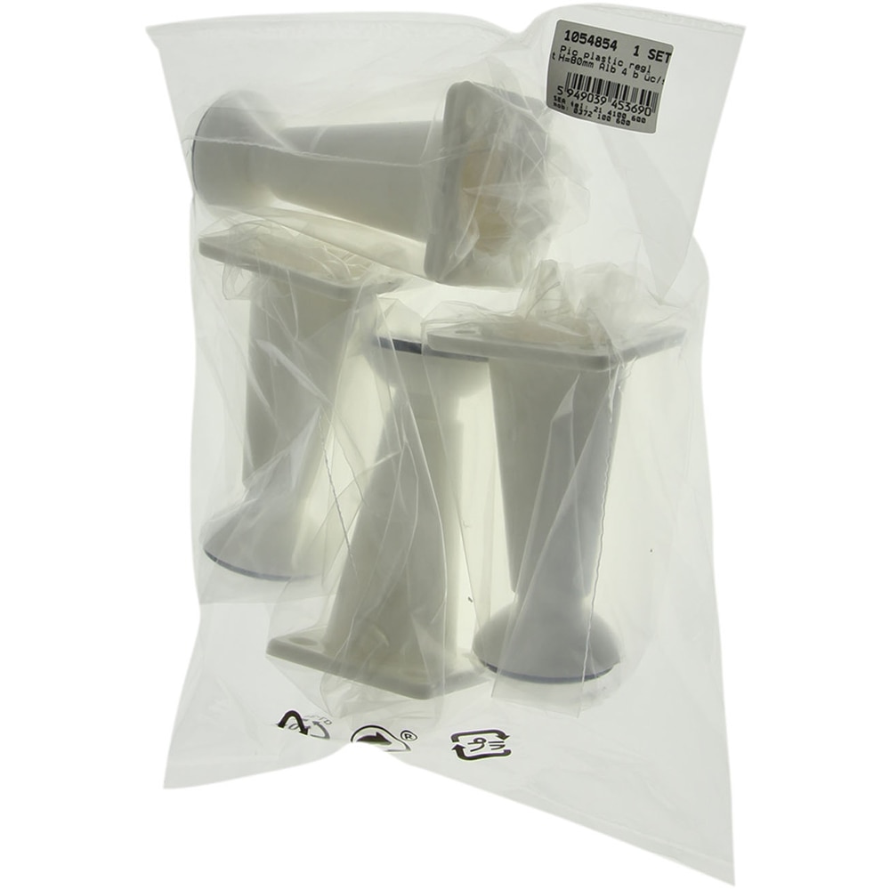Set picior reglabil, plastic, 80 mm, alb, 4 bucati