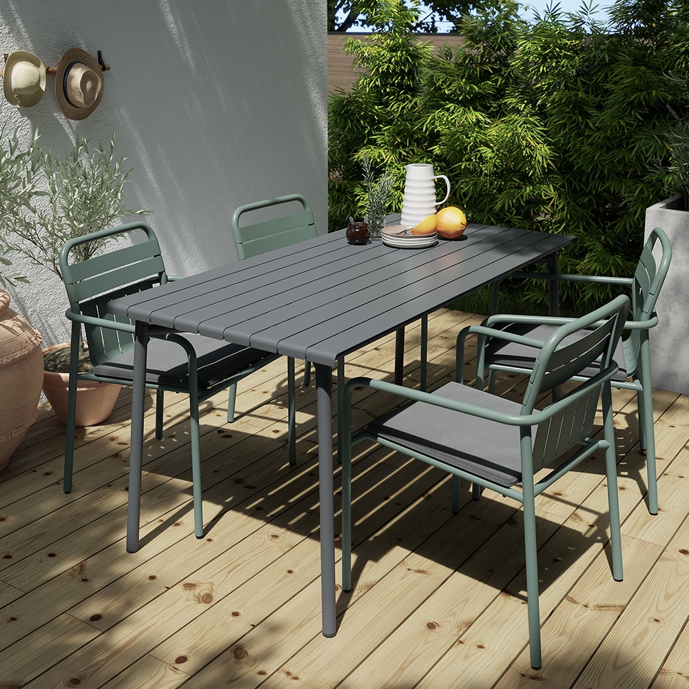 Scaun terasa GOODHOME Lithari, otel, 58 x 57 x 83.4 cm, verde