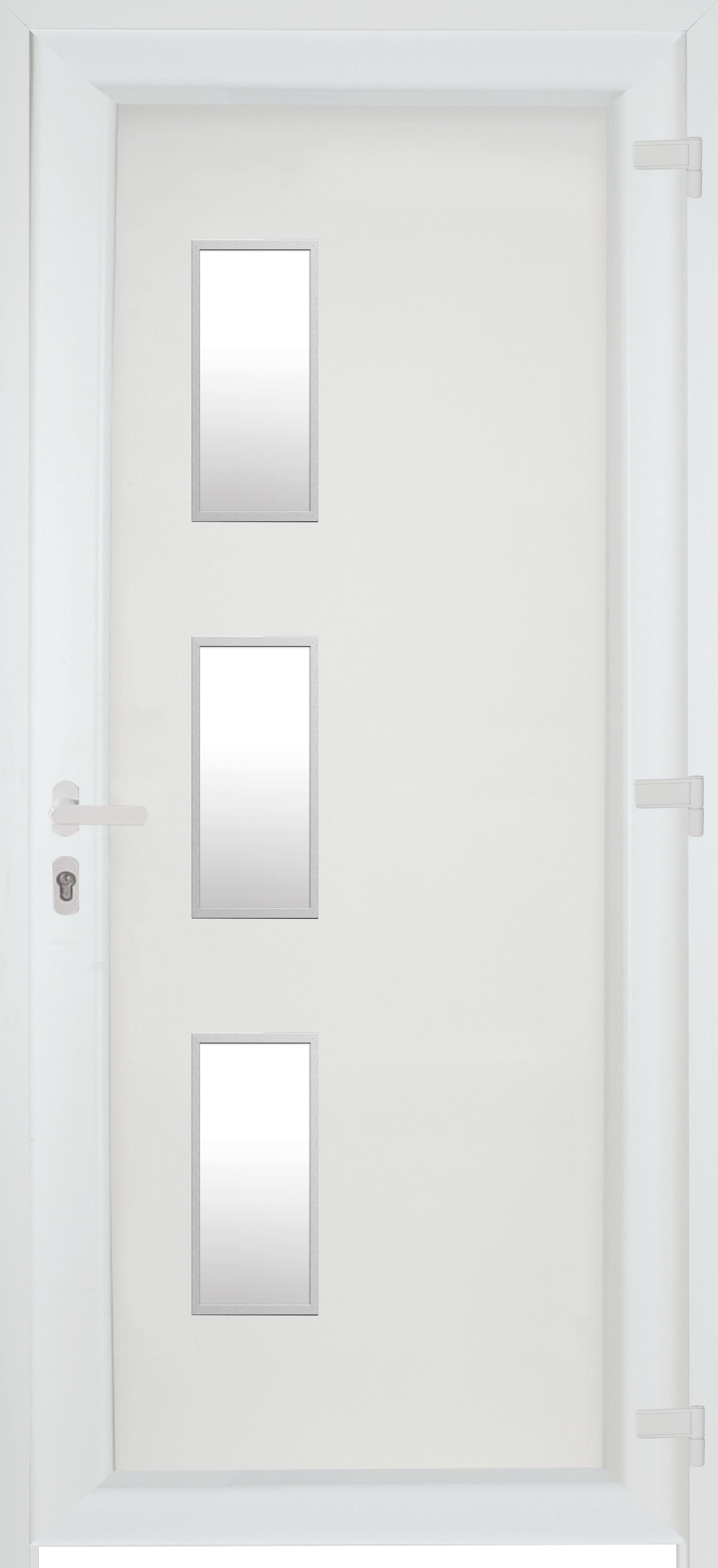 Usa de exterior pentru casa, PVC alb, cu geam, stanga, 205 x 88 cm  Fortia Kilifi