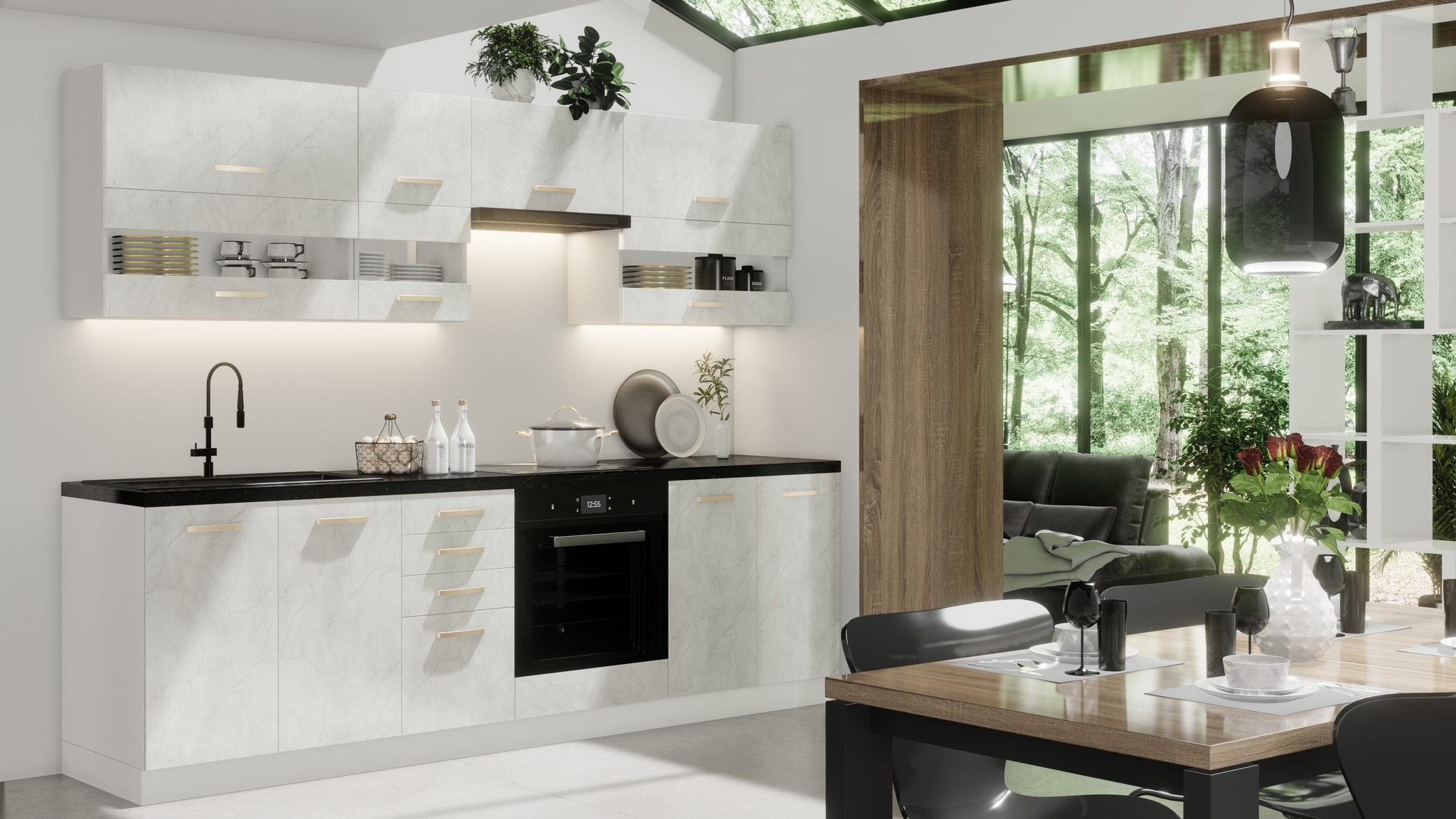 Kit bucatarie, alb, 260 cm  Lux