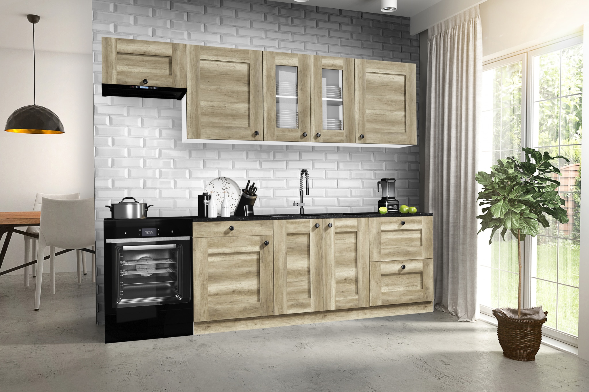 Kit bucatarie, stejar, 260 cm • Nordic