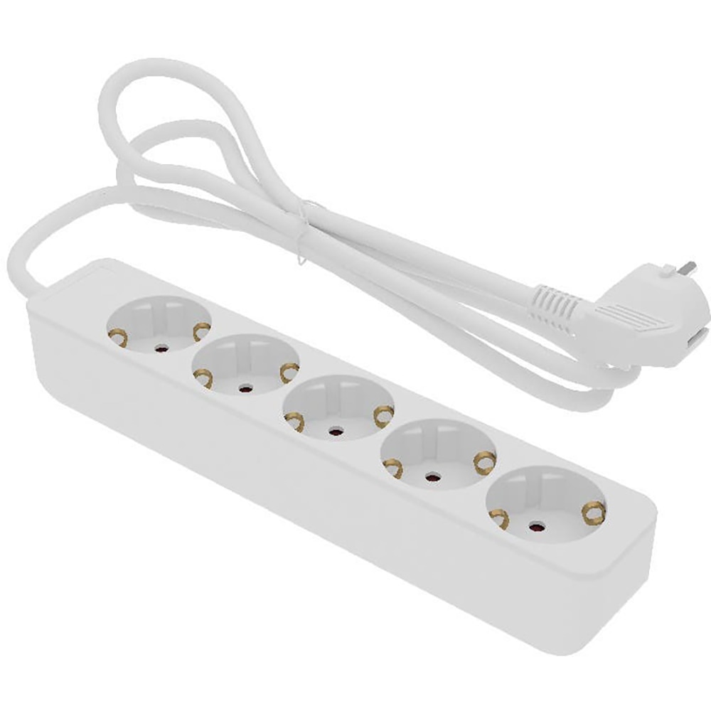 Prelungitor 5 prize Schuko, 1 m, 1.0 mm, alb