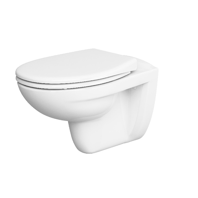 Vas WC suspendat GOODHOME Lagon, portelan, 35.5 x 53.5 x 40 cm, capac SoftClose, alb