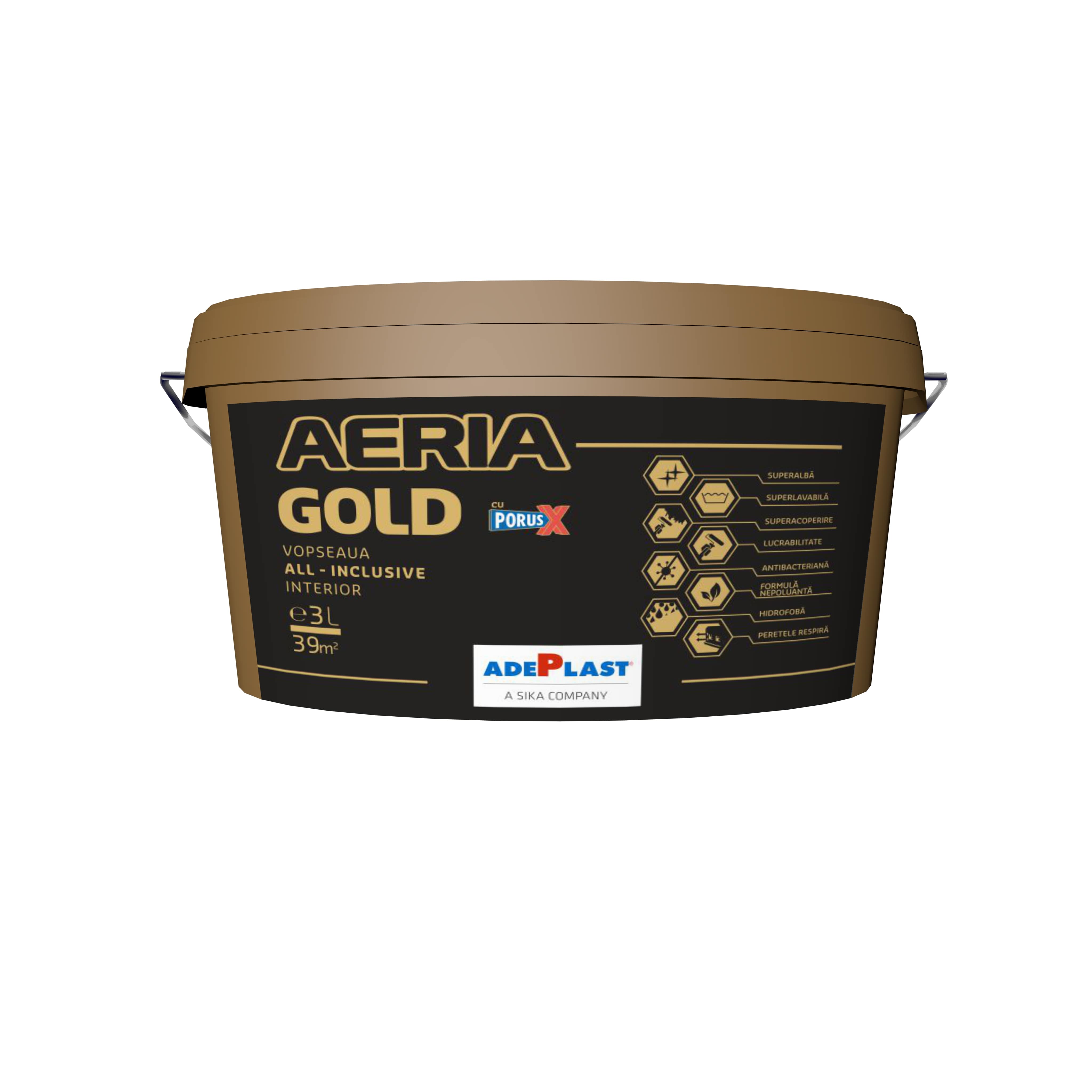 Vopsea lavabila Adeplast Aeria Gold, alb, 3 L, Interior