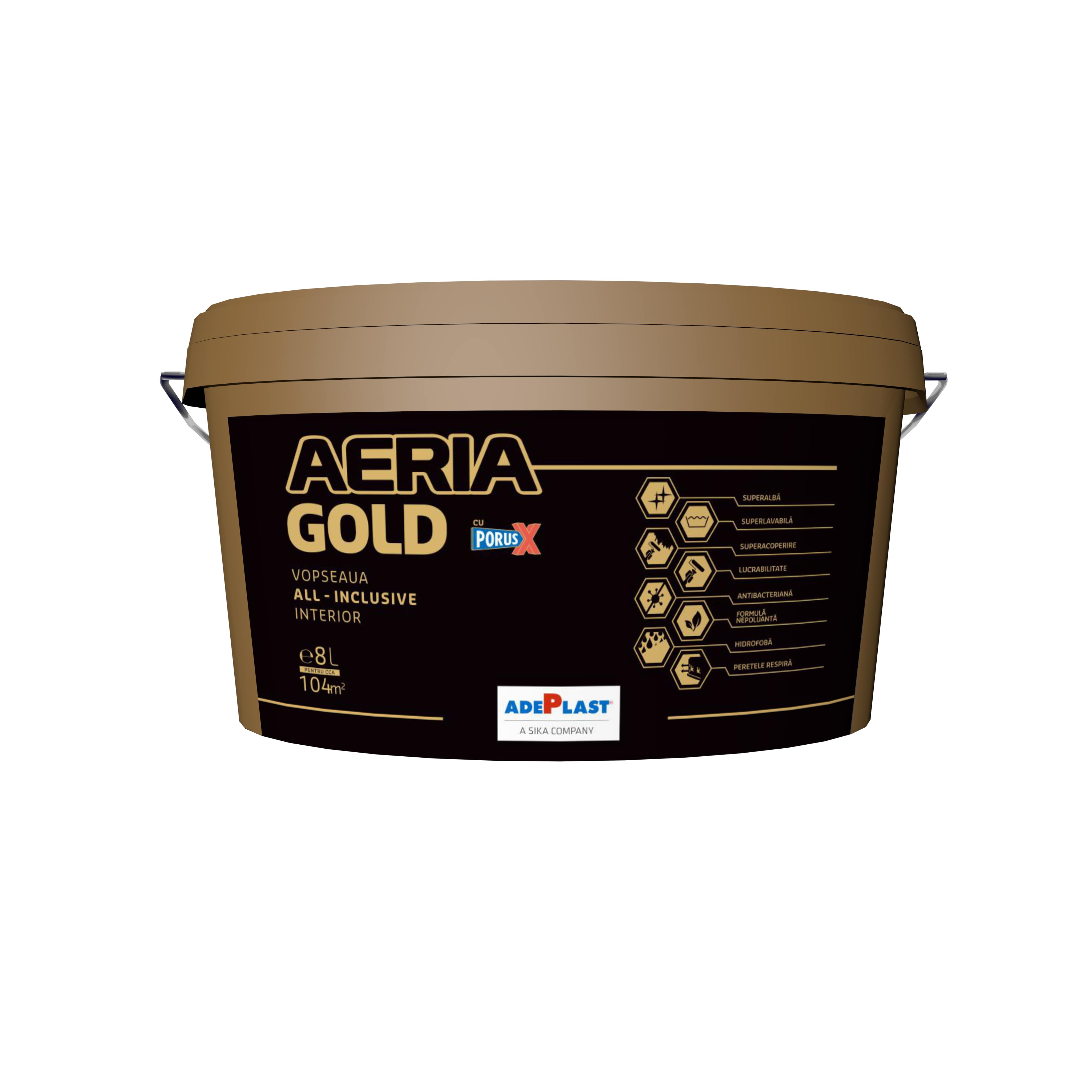 Vopsea lavabila Adeplast Aeria Gold, alb, 8 L, Interior