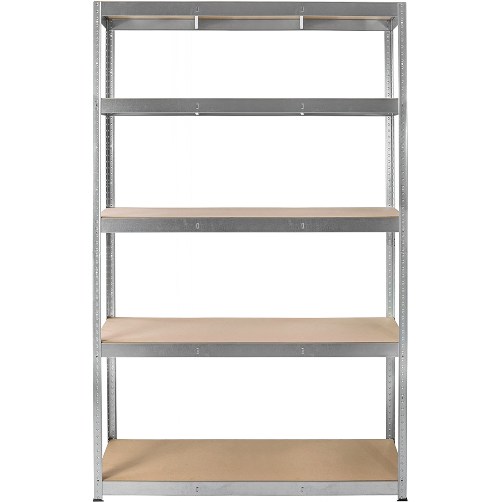 Raft 5 polite, 179 x 120 x 40 cm, sarcina maxima 200 kg, otel si lemn, argintiu/maro