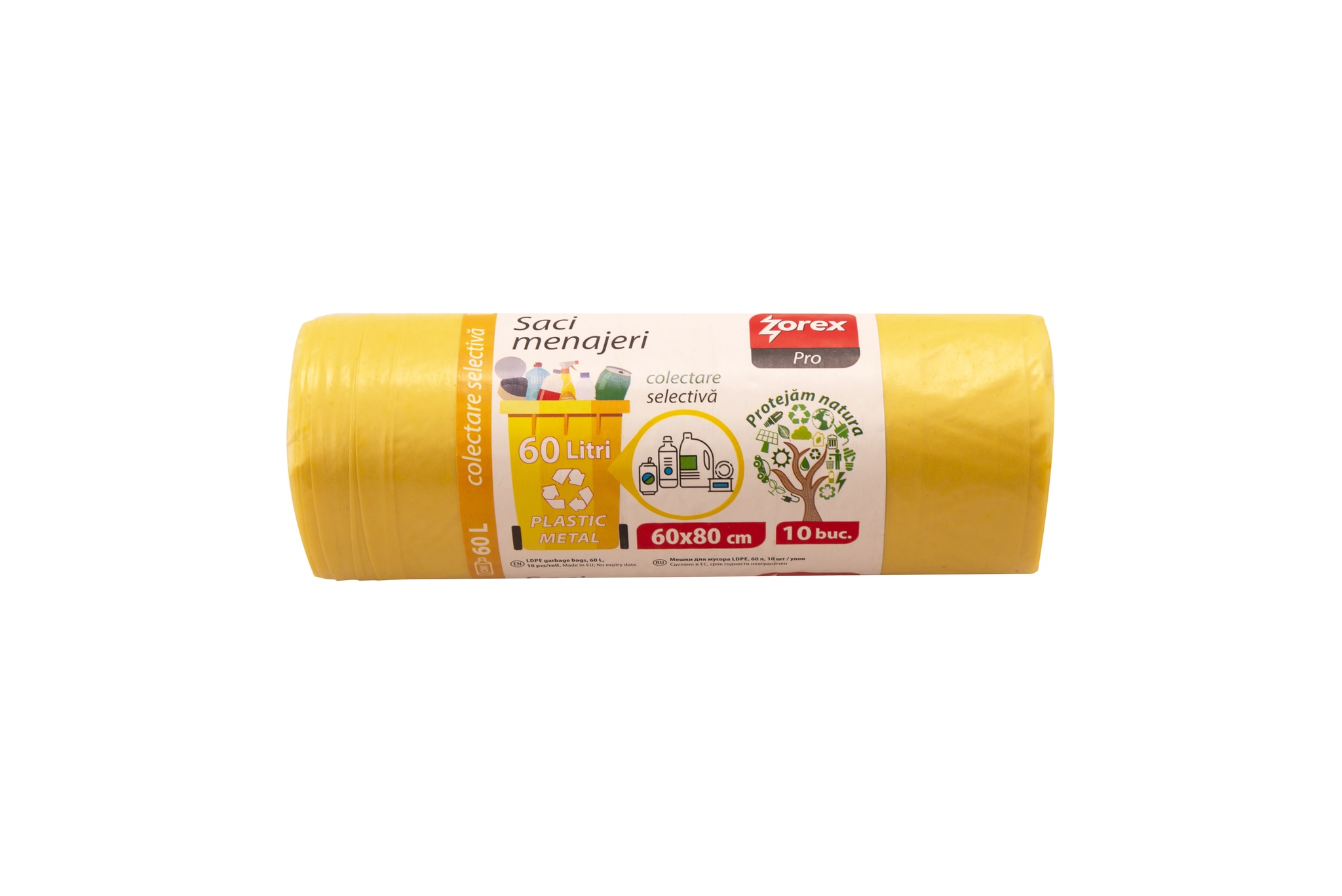 Sac menajer pentru colectarea deseurilor plastic/metal, 60 L  Zorex pro