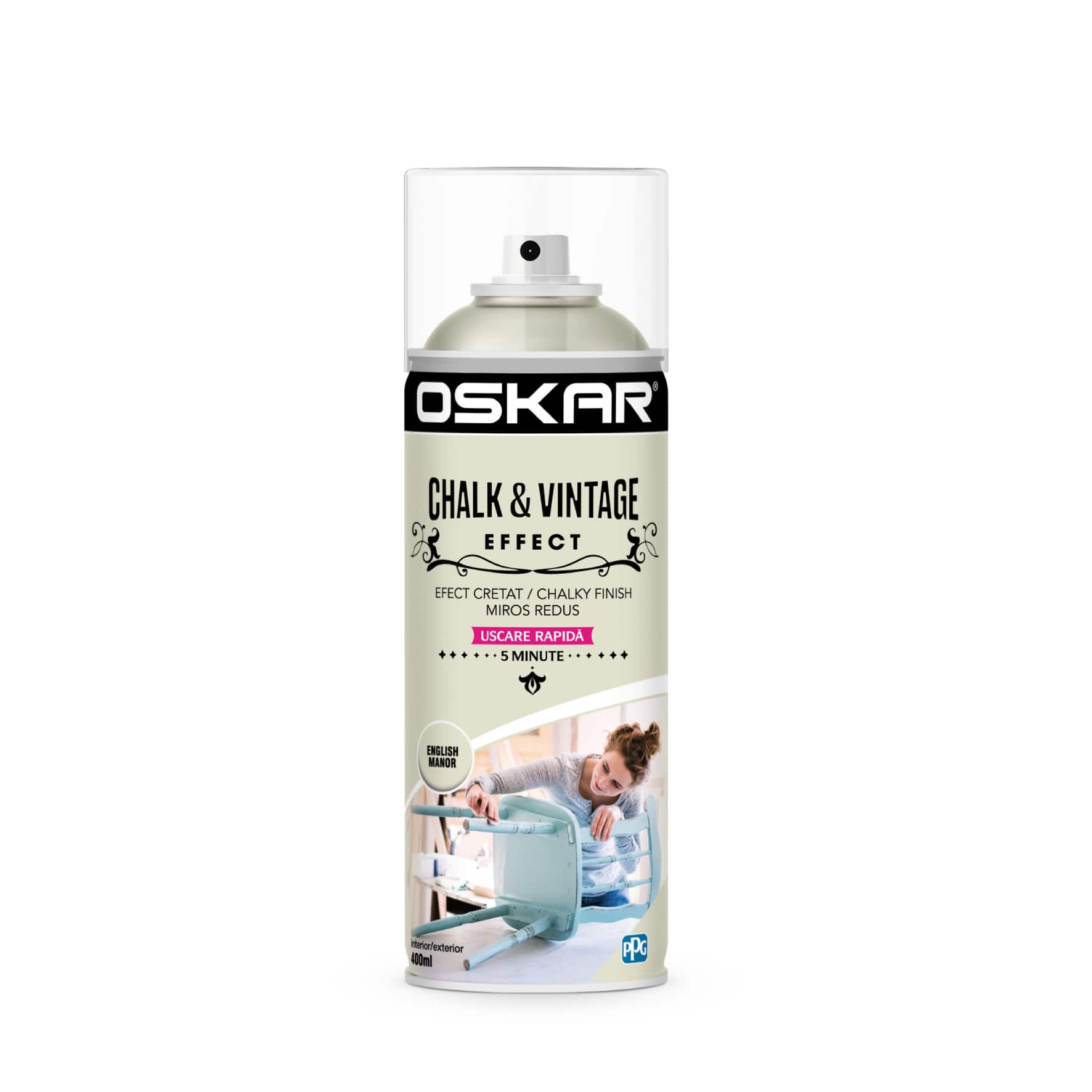 Vopsea spray, conac, 400 ML  Oskar Chalk Vintage