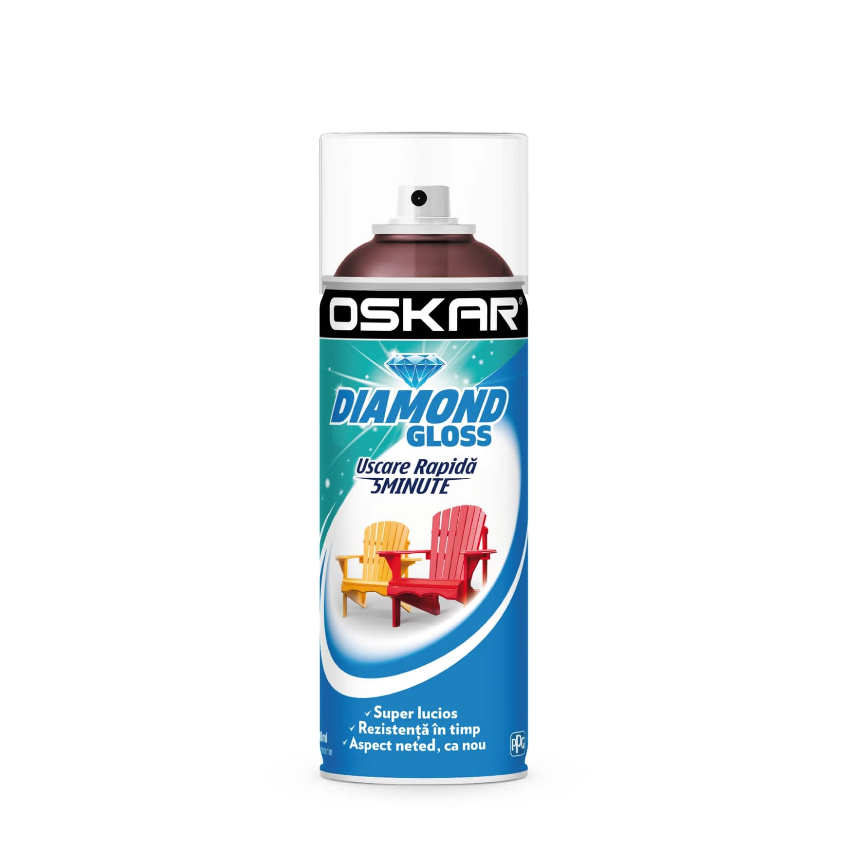Vopsea spray, rosu visiniu, 400 ml, Oskar Diamond Gloss
