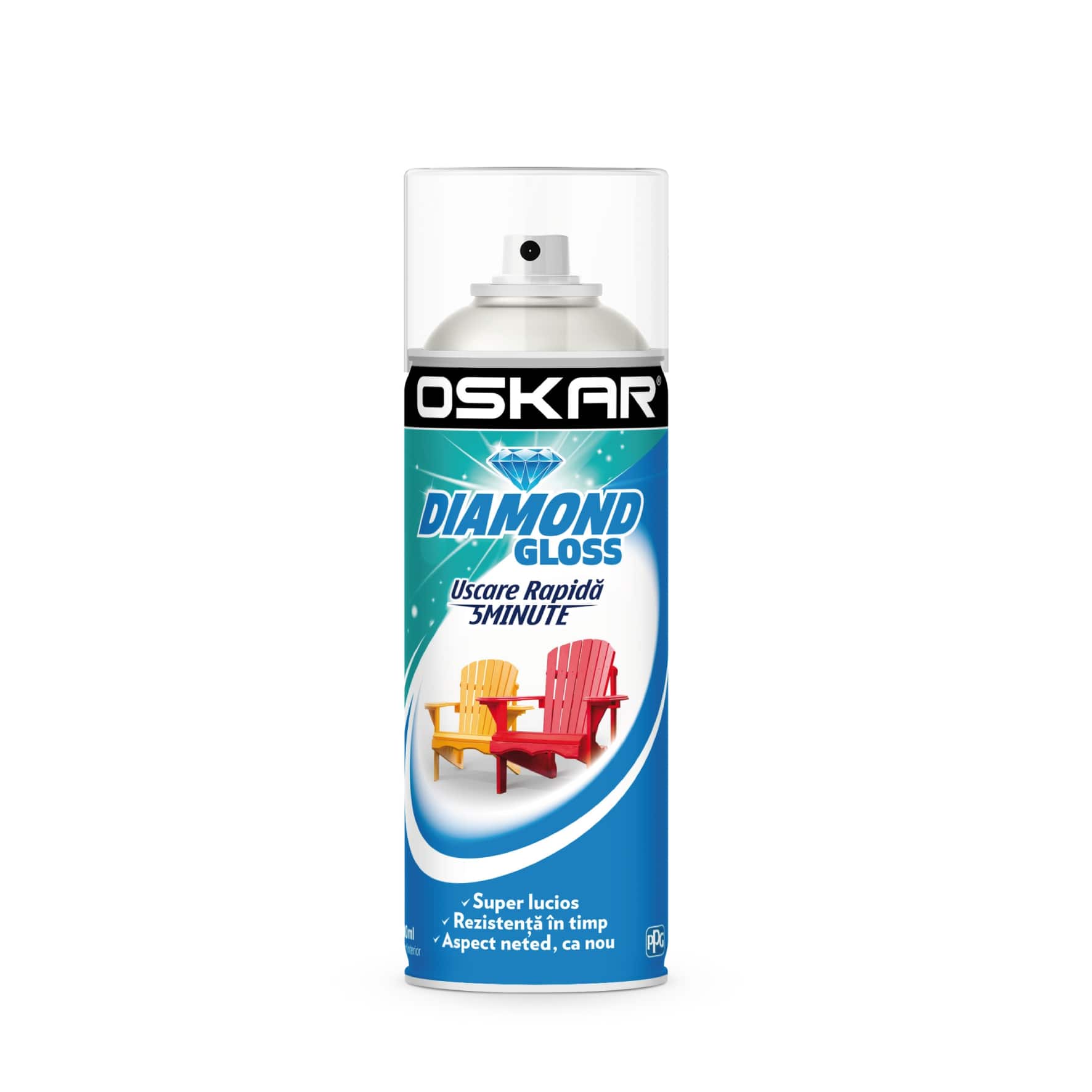 Vopsea spray, alb, 400 ml, Oskar Diamond Gloss