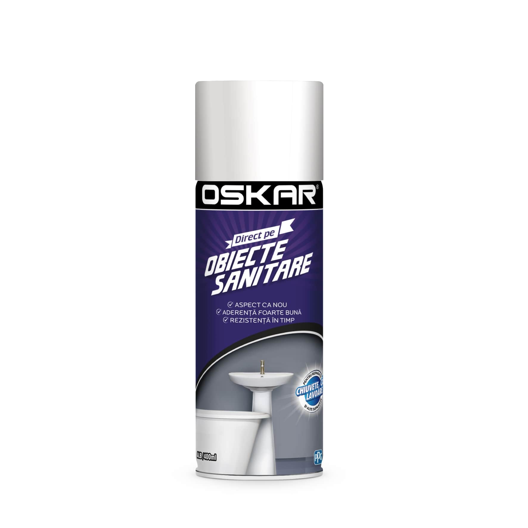 Vopsea spray, alb, 400 ML • Oskar Direct pe obiecte sanitare