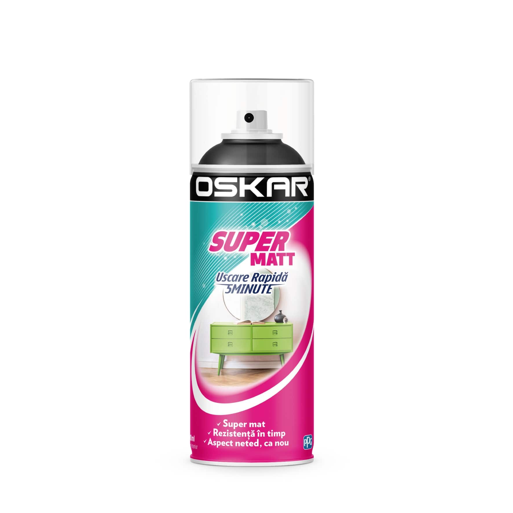 Vopsea spray, negru, 400 ML Oskar Super Matt