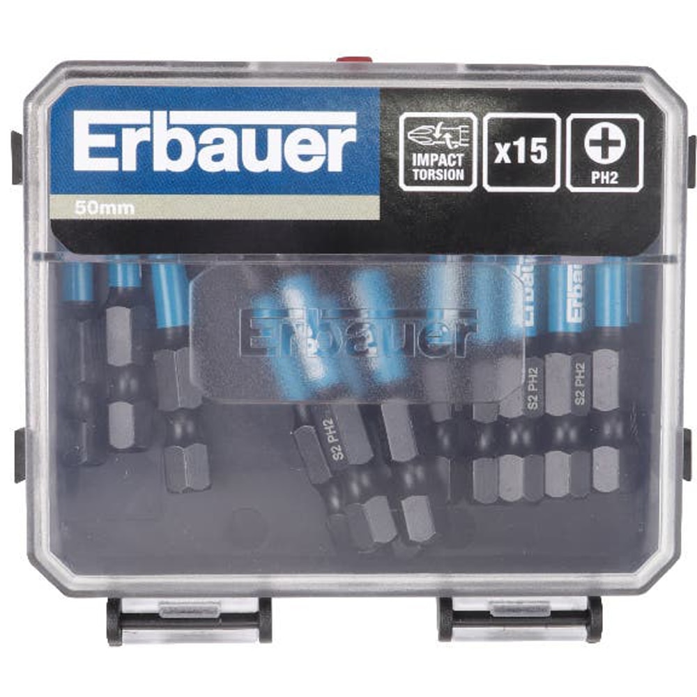 Set 15 biti ERBAUER, PH2, 50mm