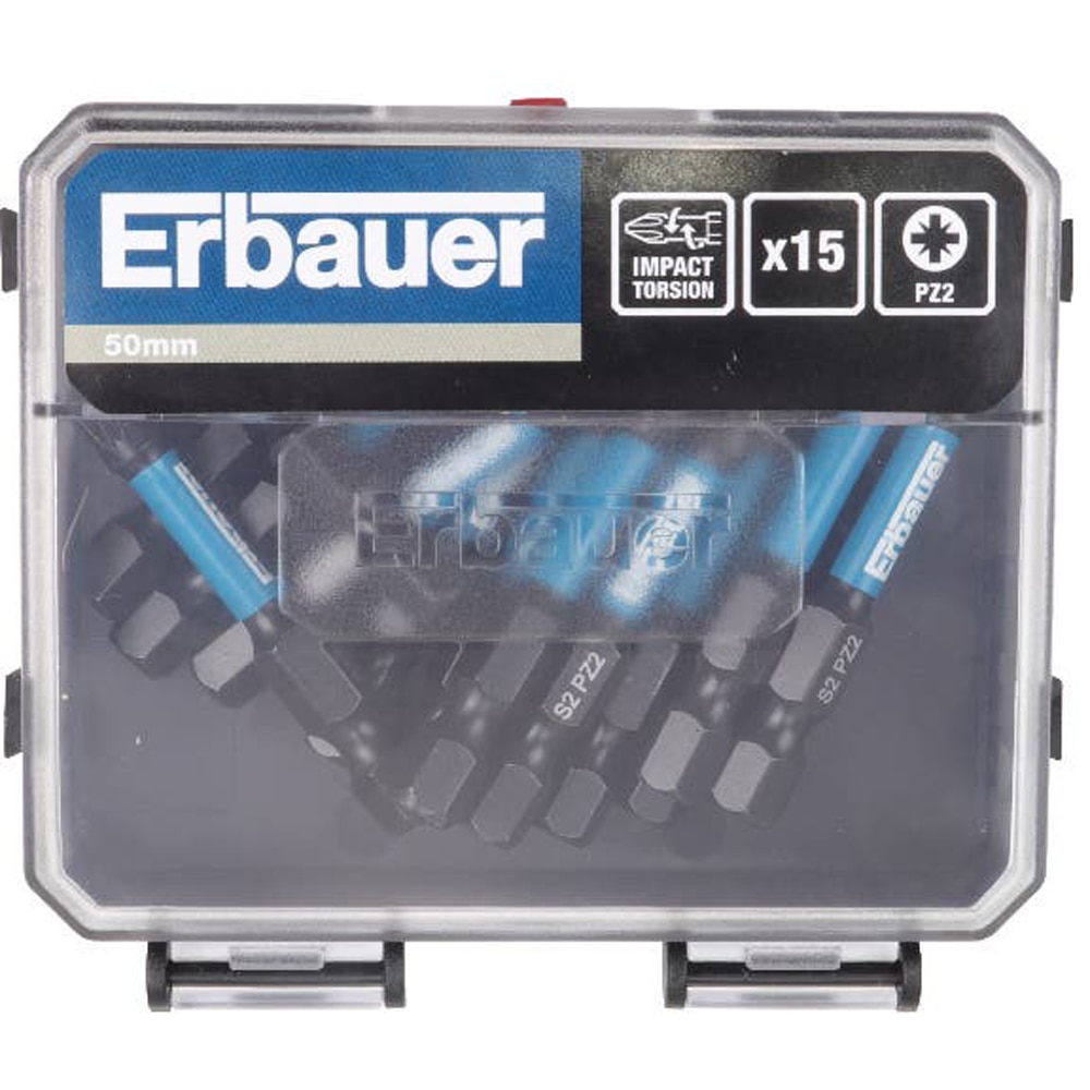 Set 15 biti ERBAUER, PZ2, 50mm