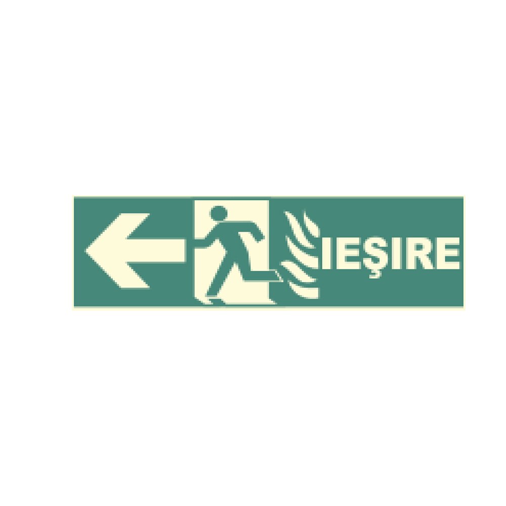 Indicator fotoluminiscent "IESIRE SAGEATA STANGA", 30X10