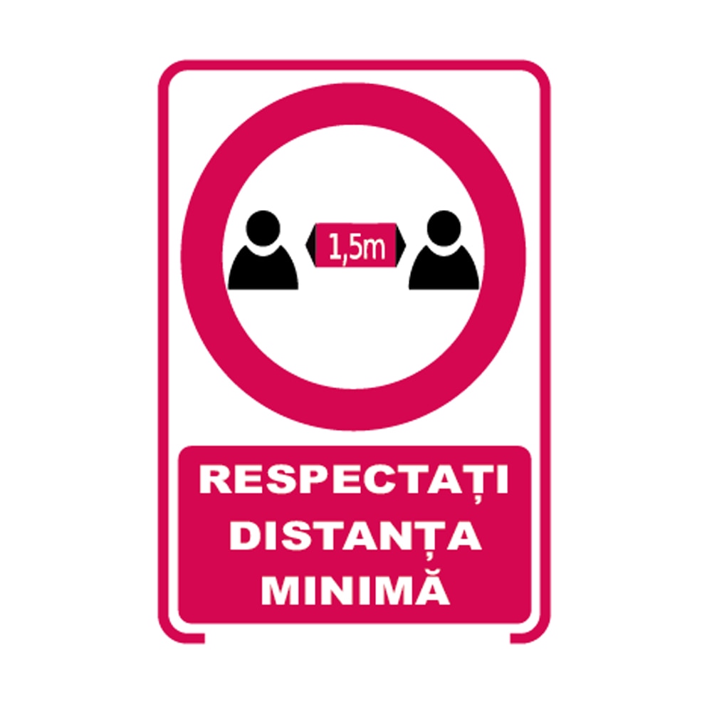 Indicator "Respectati Distanta Minima", 20X20 cm