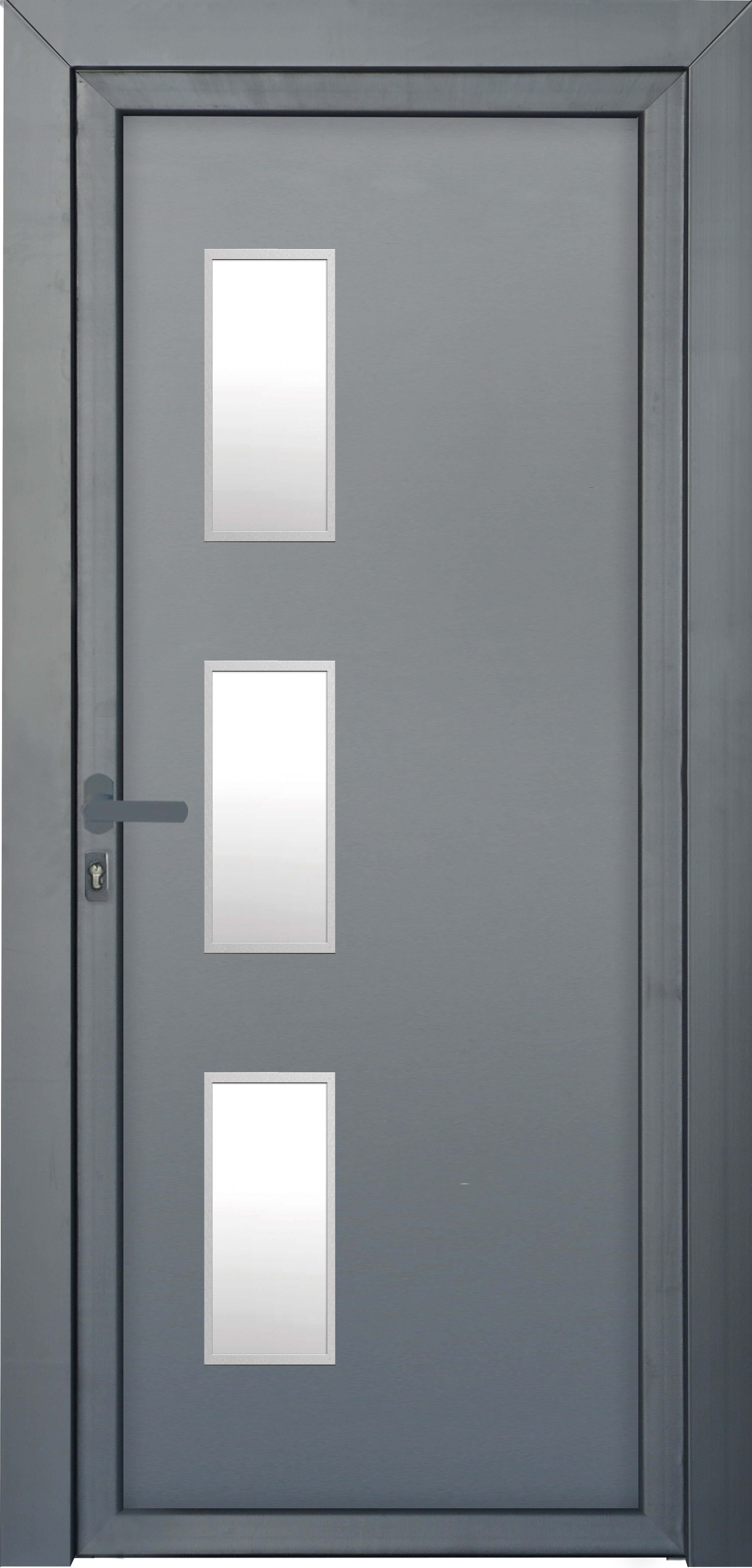 Usa de exterior pentru casa/vila, PVC, gri, cu geam, dreapta, 205 x 88 cm  Fortia Kilifi