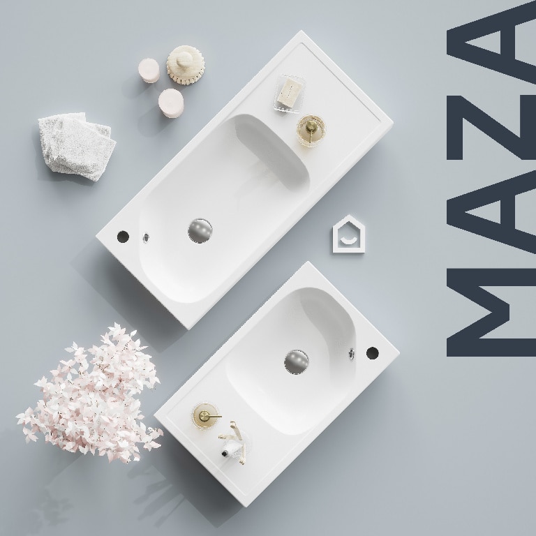 Lavoar baie GOODHOME Maza, rasina, 60.4 x 36.2 cm, alb