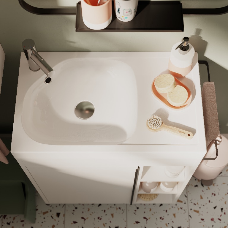 Lavoar baie GOODHOME Maza, rasina, 60.4 x 36.2 cm, alb