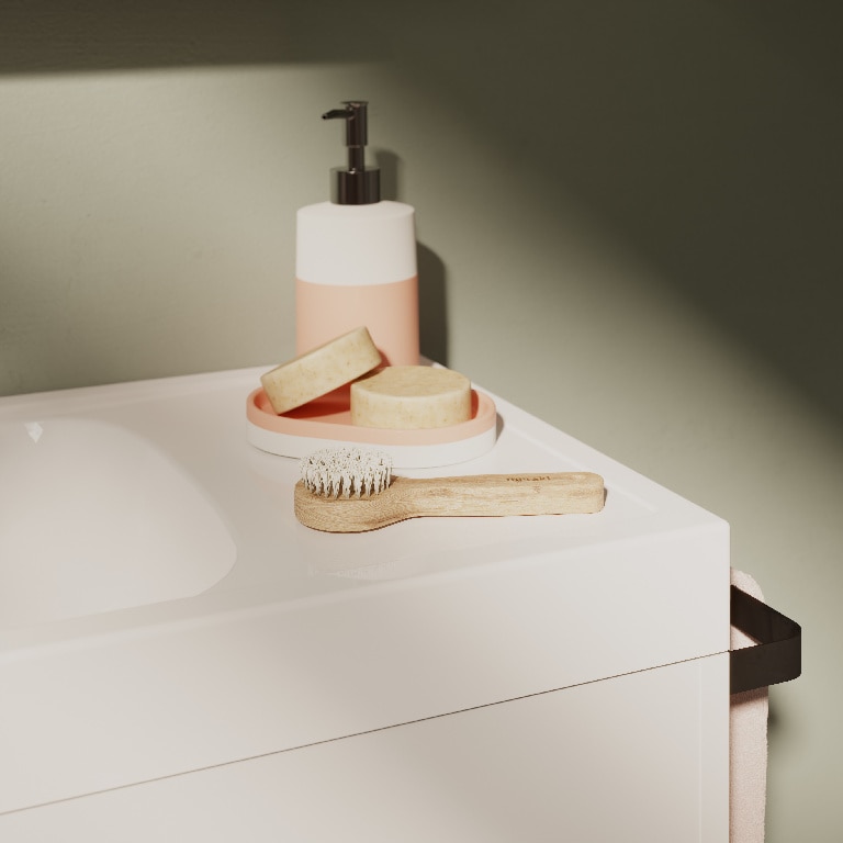 Lavoar baie GOODHOME Maza, rasina, 60.4 x 36.2 cm, alb