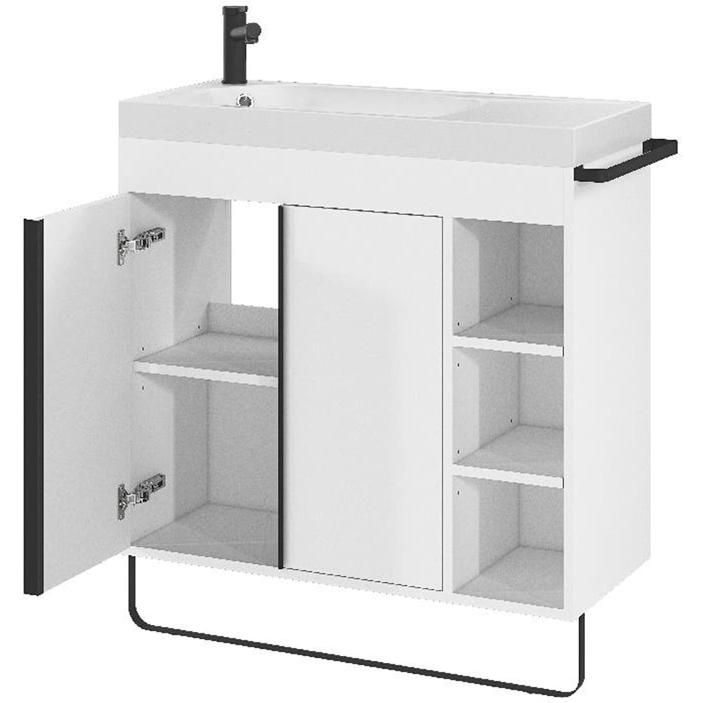 Lavoar baie GOODHOME Maza, rasina, 80.4 x 36.2 cm, alb lucios