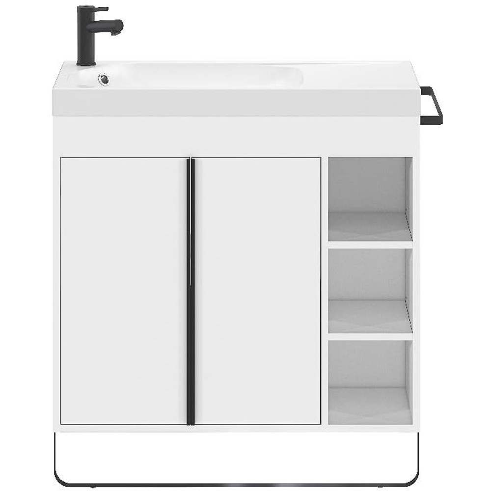 Lavoar baie GOODHOME Maza, rasina, 80.4 x 36.2 cm, alb lucios