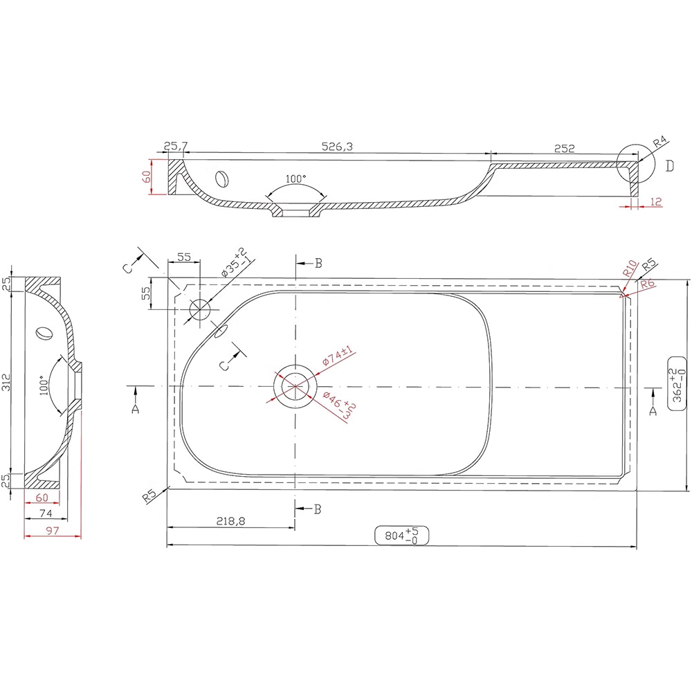 Lavoar baie GOODHOME Maza, rasina, 80.4 x 36.2 cm, alb