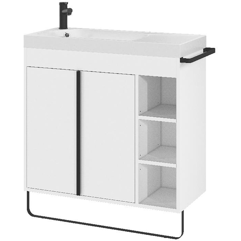 Lavoar baie GOODHOME Maza, rasina, 80.4 x 36.2 cm, alb lucios