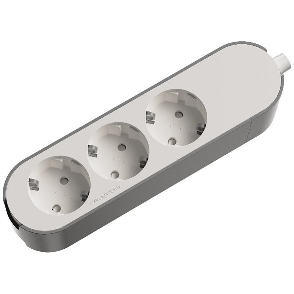 Prelungitor JACOBSEN, 3 prize Schuko, alb/gri