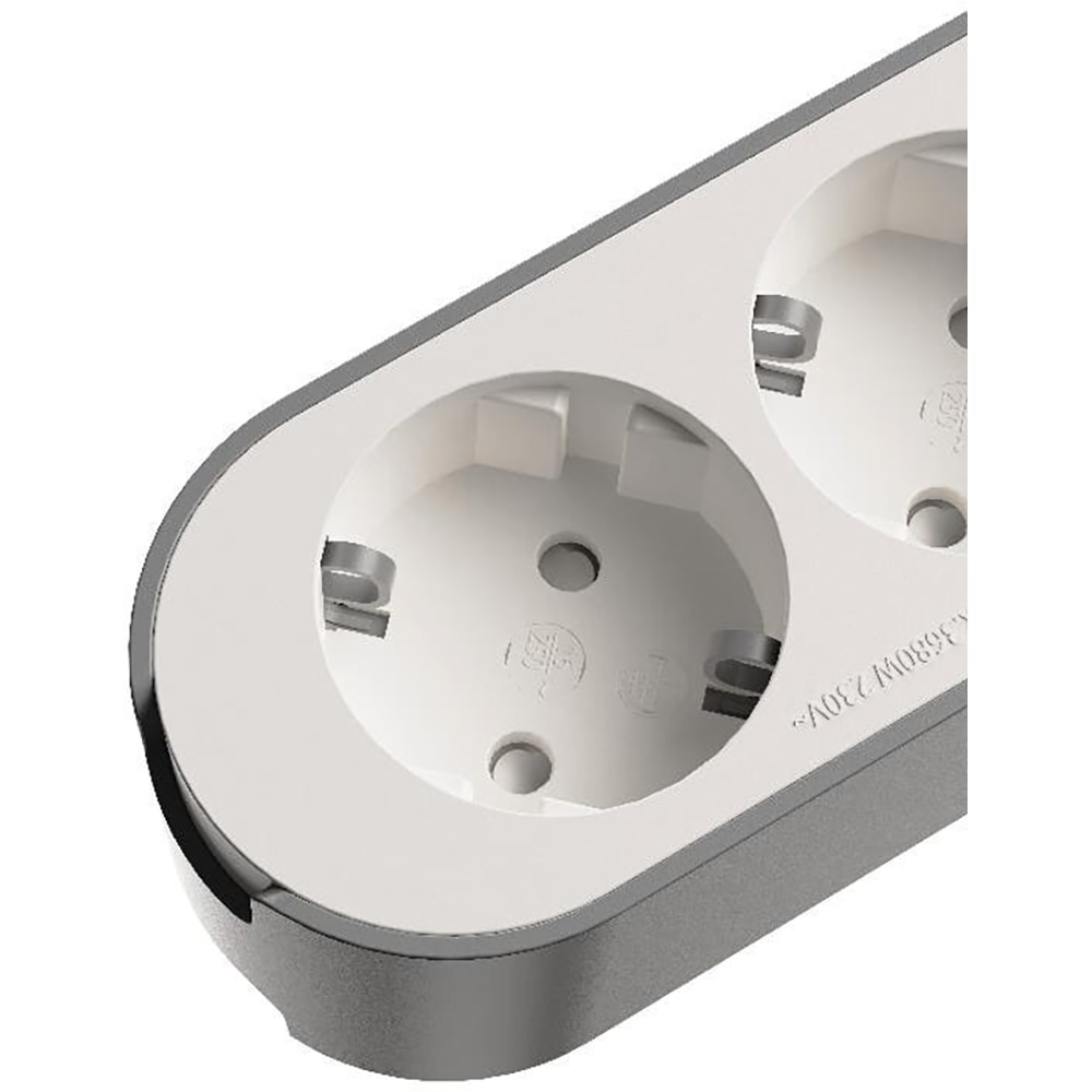 Prelungitor JACOBSEN, 3 prize Schuko, alb/gri