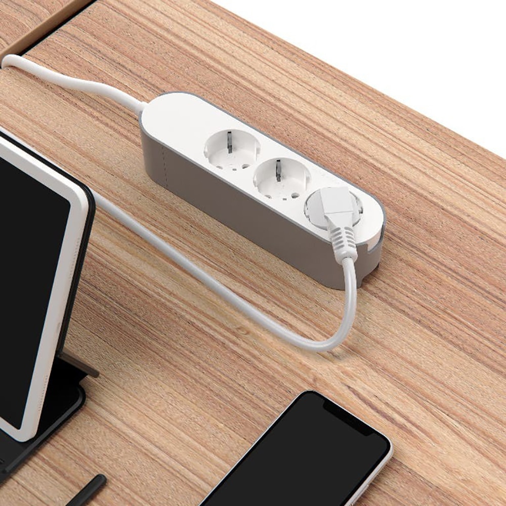 Prelungitor JACOBSEN, 3 prize Schuko, alb/gri