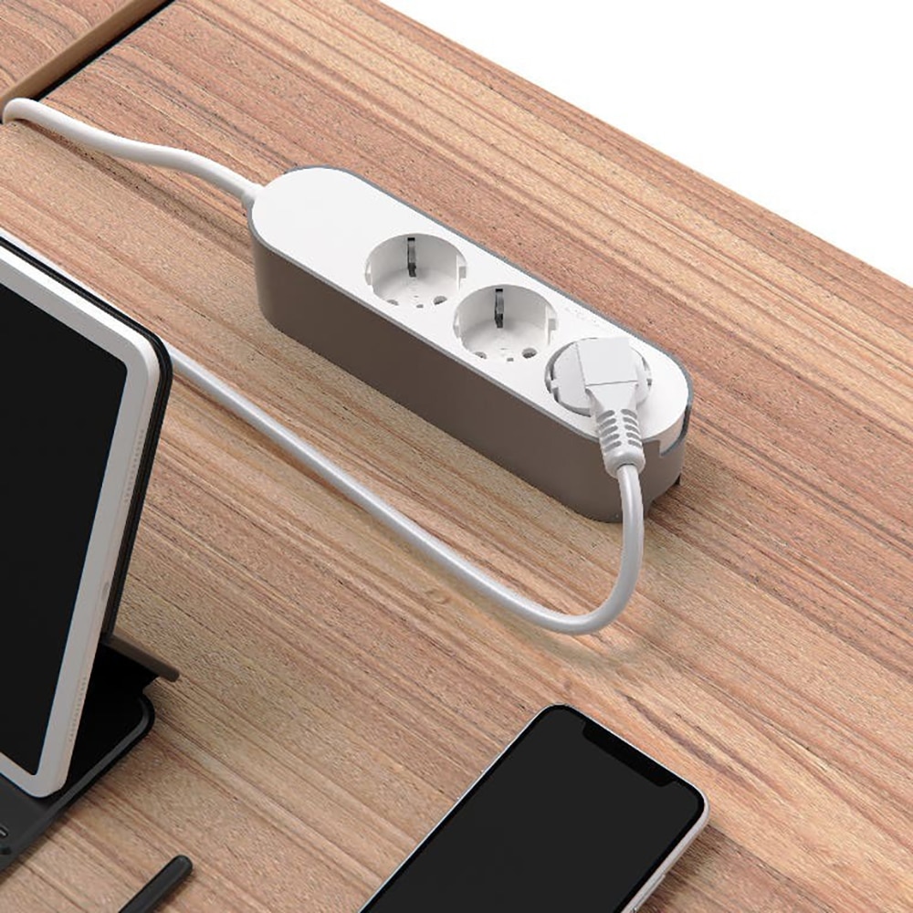 Prelungitor JACOBSEN, 3 prize Schuko, 7 m, 1.5 mm, alb/gri