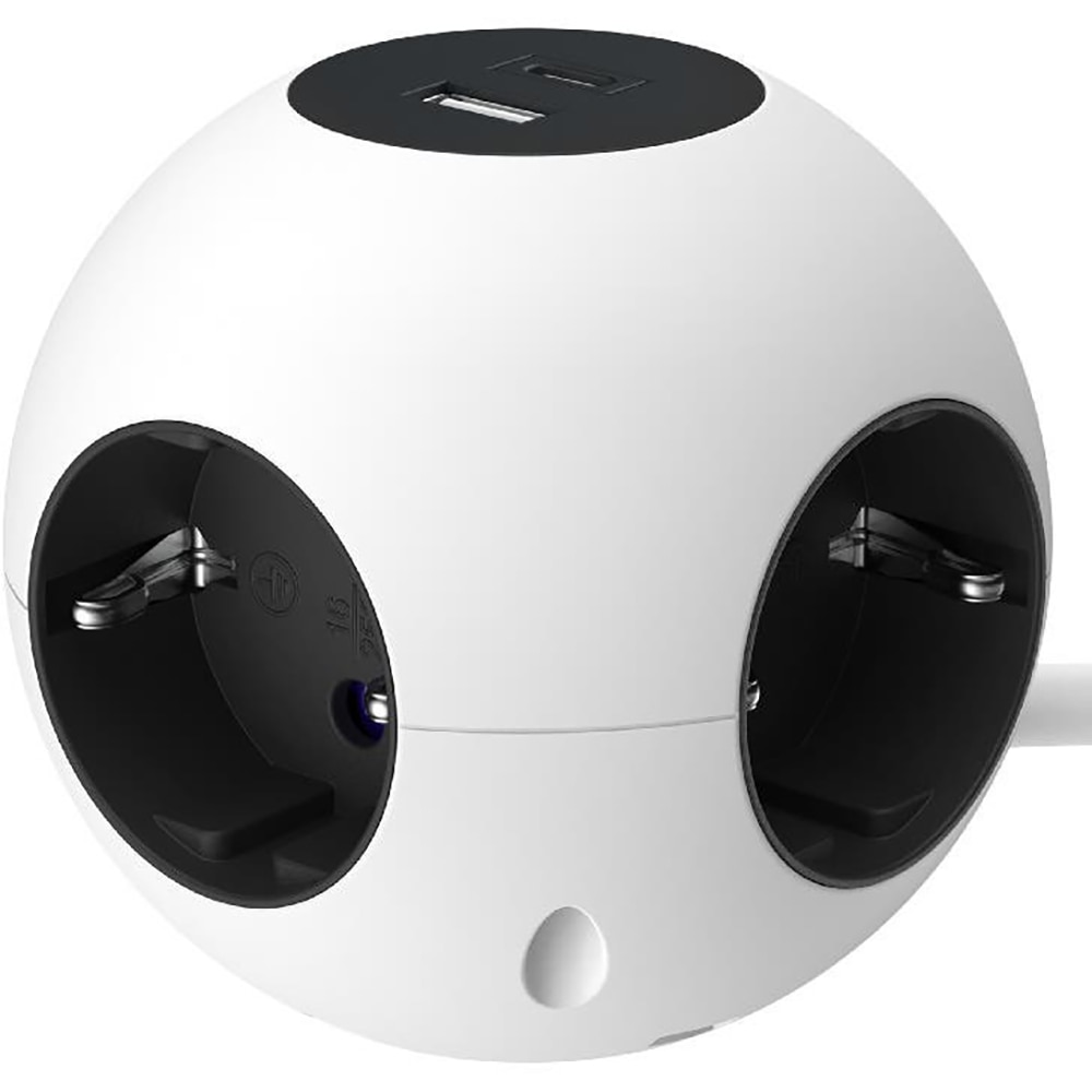 Bloc JACOBSEN Power Cube, 4 prize Schuko, 3 m, 1.5 mm, 2 porturi USB, alb