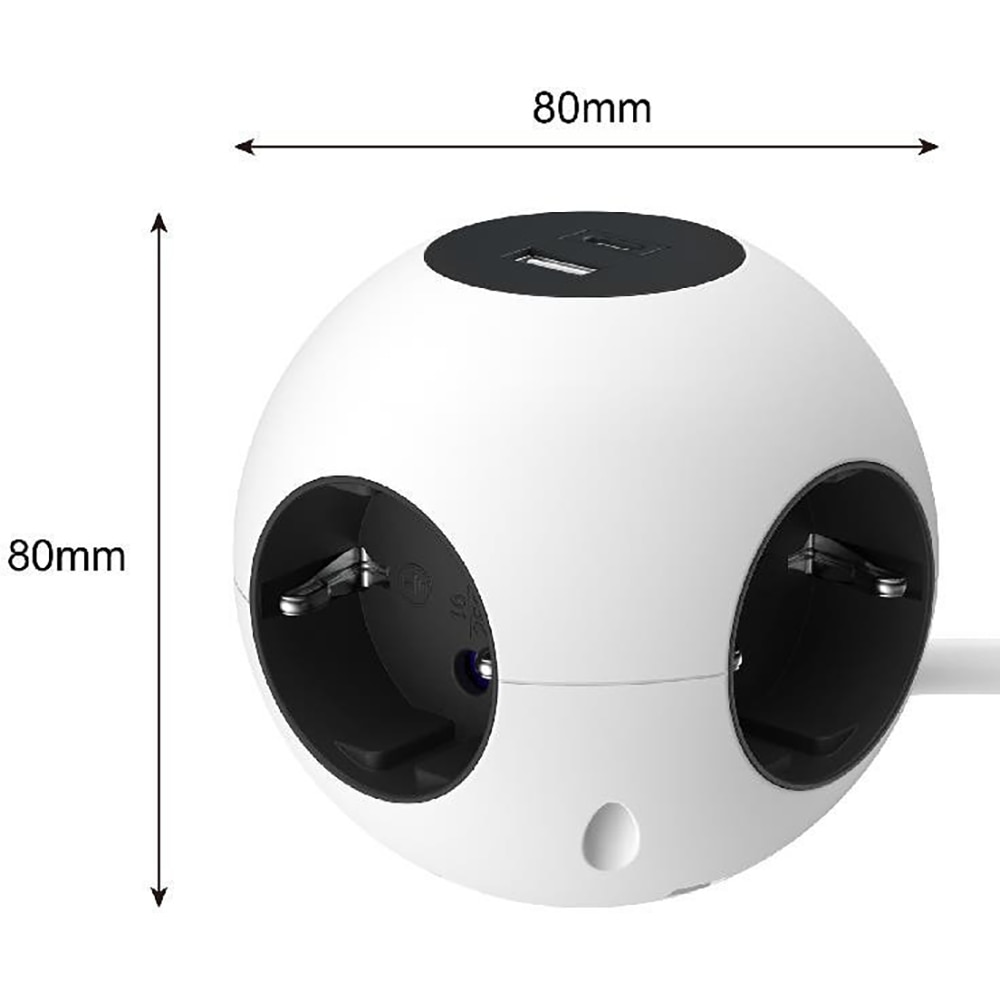 Bloc JACOBSEN Power Cube, 4 prize Schuko, 3 m, 1.5 mm, 2 porturi USB, alb