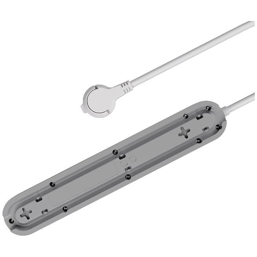 Prelungitor JACOBSEN, 4 prize Schuko, cu intrerupator, alb/gri