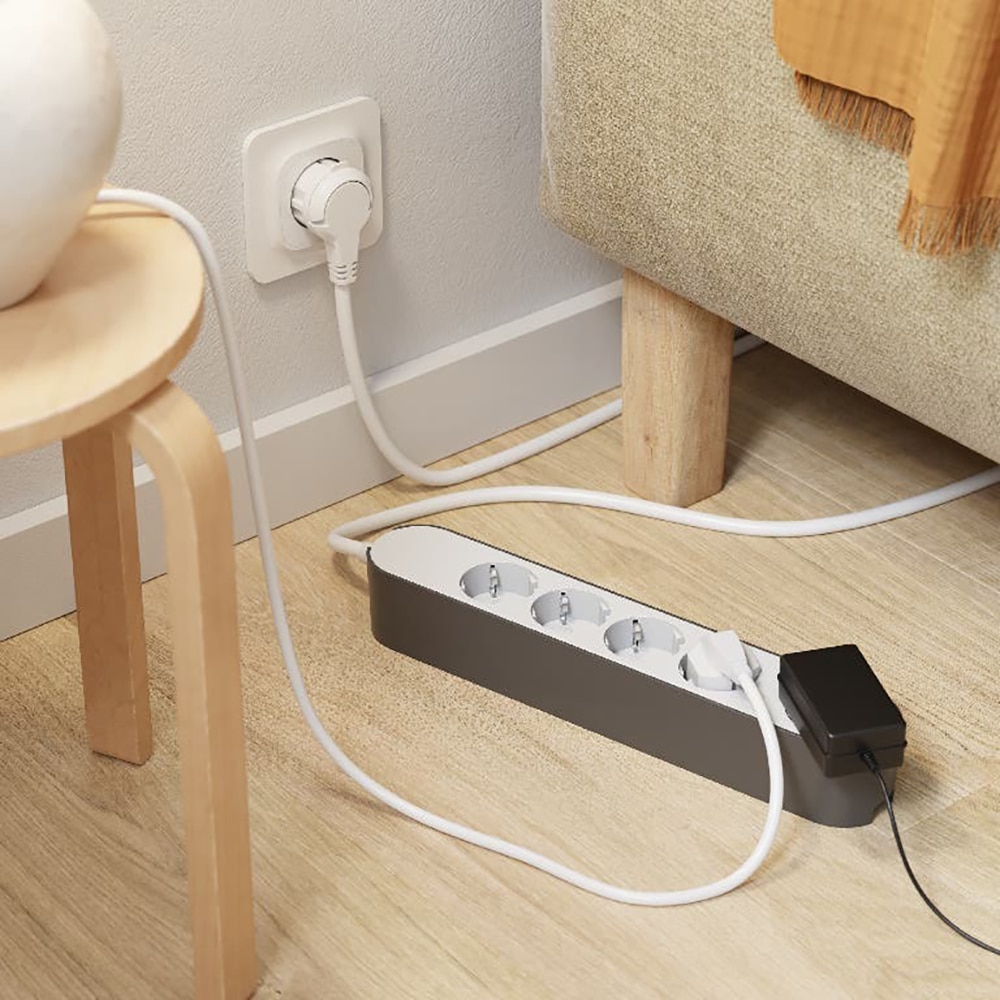 Prelungitor JACOBSEN, 5 prize Schuko, 3 m, 1.5 mm, alb/gri