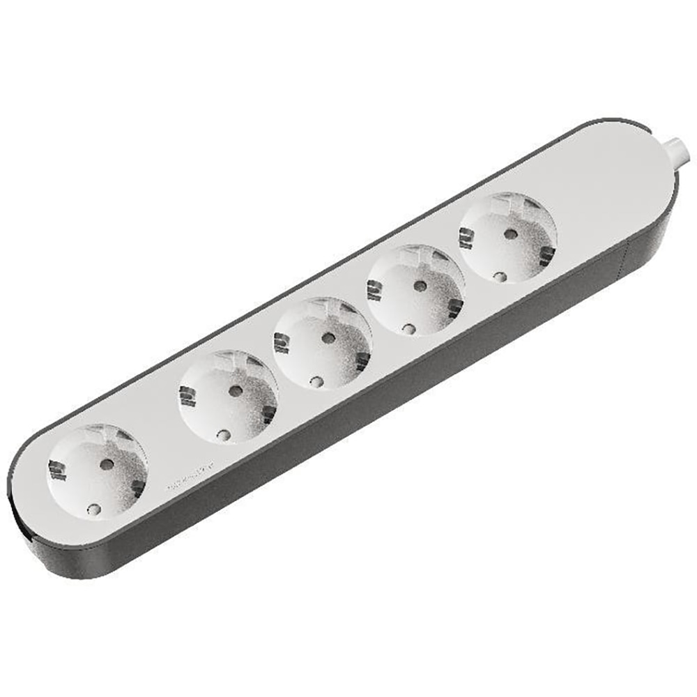 Prelungitor JACOBSEN, 5 prize Schuko, alb/gri