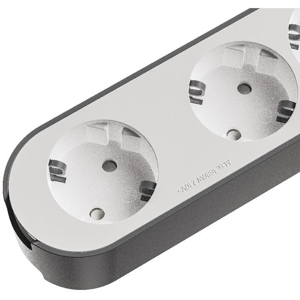 Prelungitor JACOBSEN, 5 prize Schuko, alb/gri