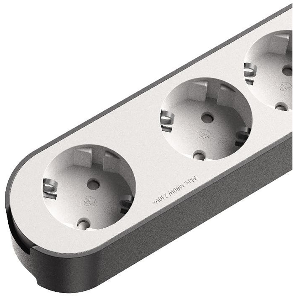 Prelungitor JACOBSEN, 6 prize Schuko, alb/gri