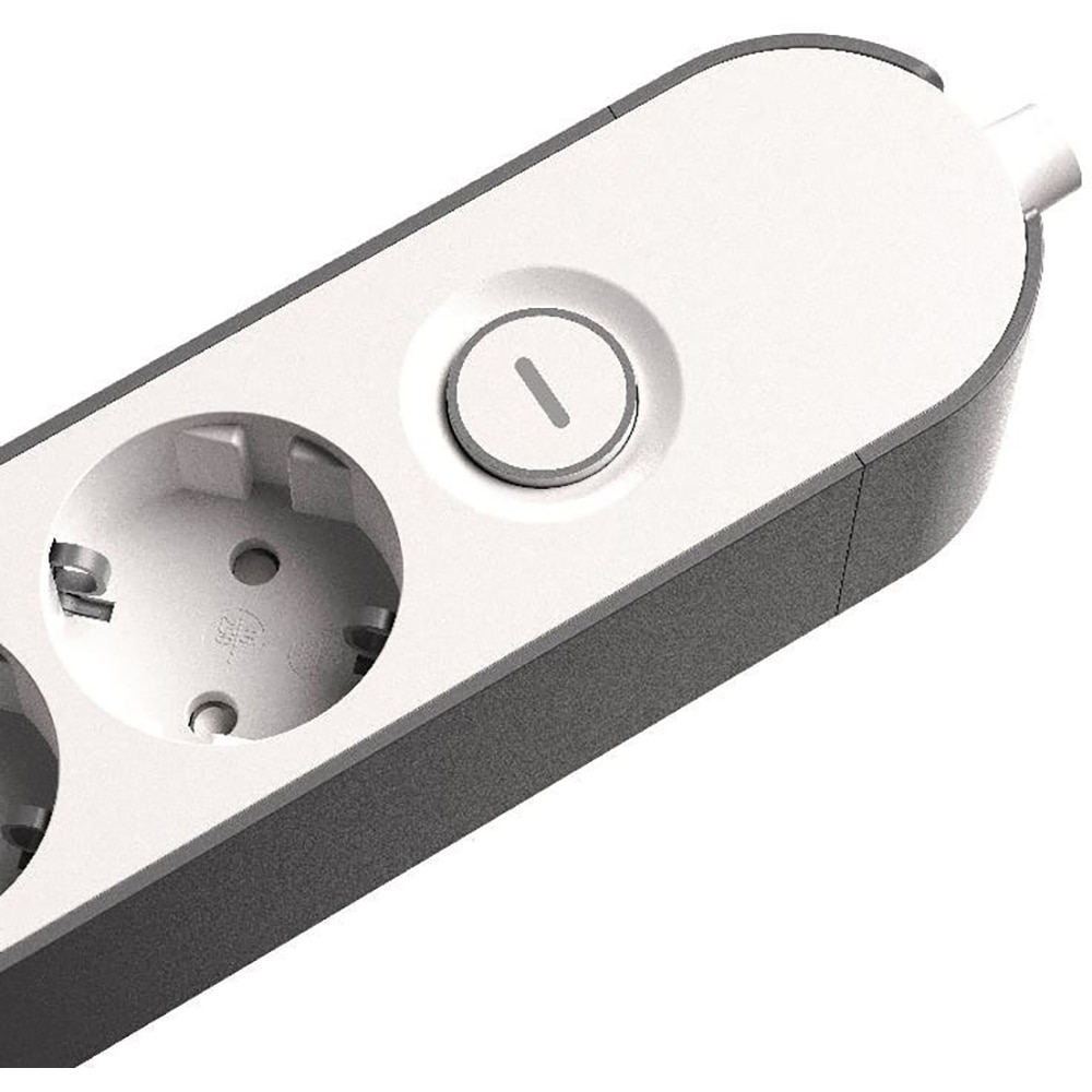 Prelungitor JACOBSEN, 6 prize Schuko, alb/gri