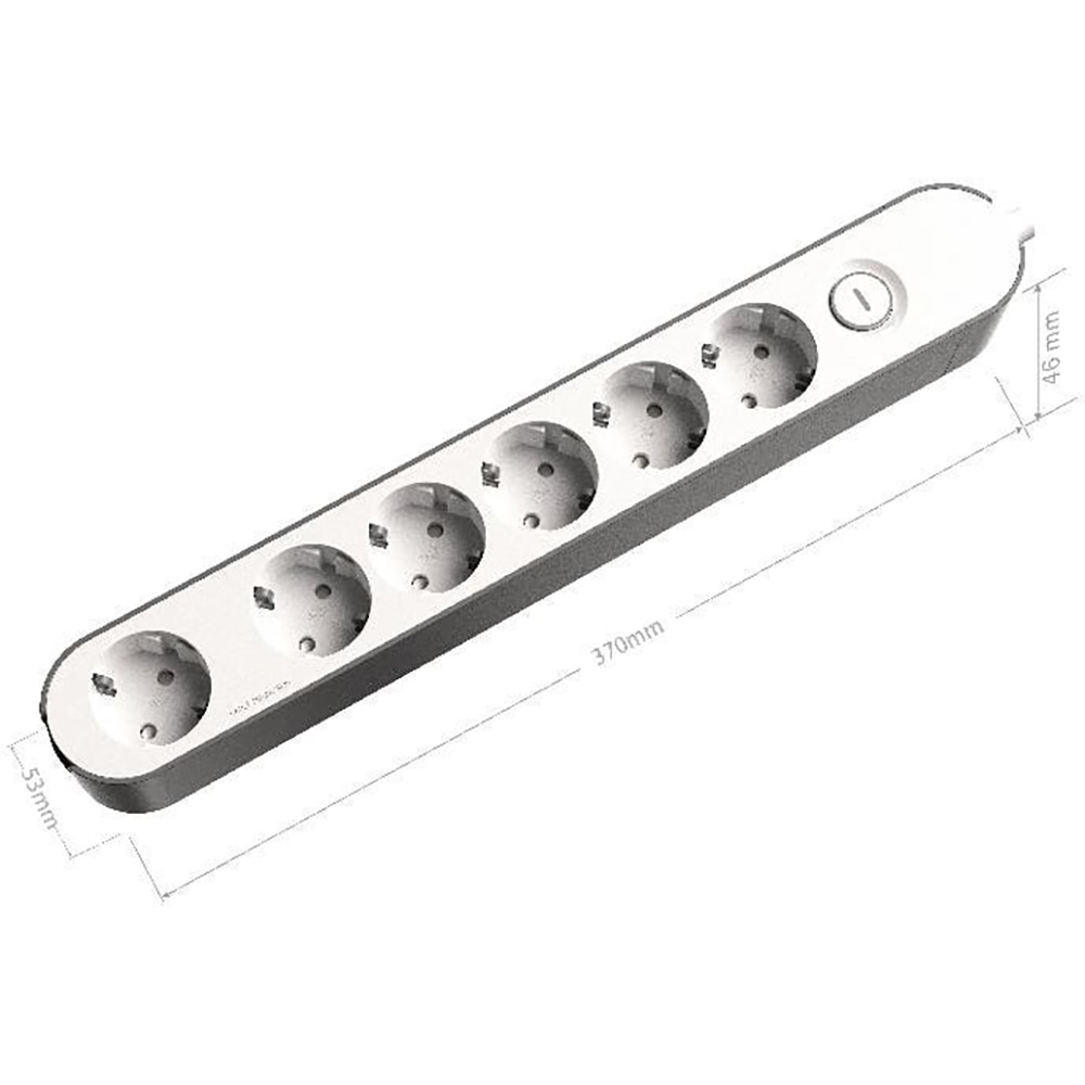 Prelungitor JACOBSEN, 6 prize Schuko, alb/gri