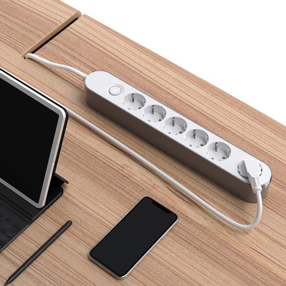 Prelungitor JACOBSEN, 6 prize Schuko, alb/gri