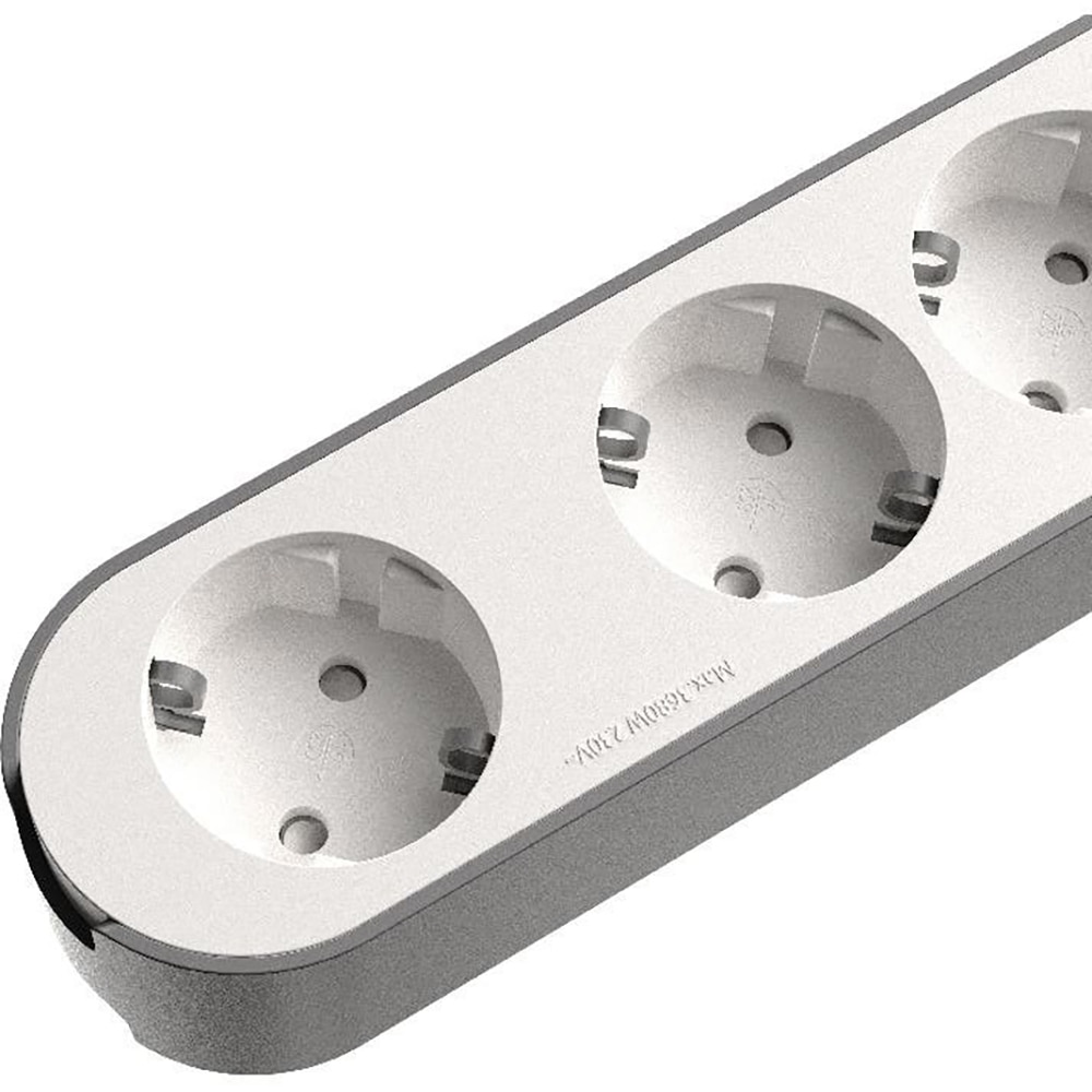 Prelungitor JACOBSEN, 6 prize Schuko, 1.5 m, 1.5 mm, cu intrerupator, alb/gri