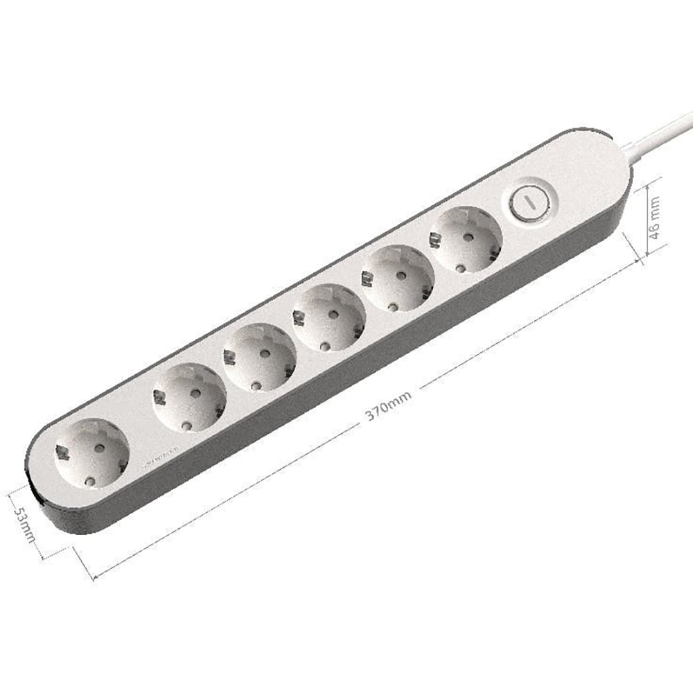 Prelungitor JACOBSEN, 6 prize Schuko, 1.5 m, 1.5 mm, cu intrerupator, alb/gri