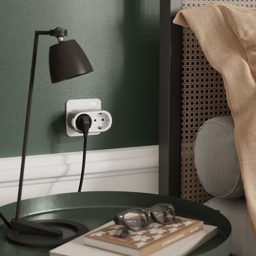 Adaptor priza Jacobsen, 2 prize, 16A, alb-gri