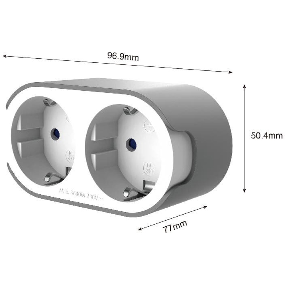 Adaptor priza Jacobsen, 2 prize, 16A, alb-gri